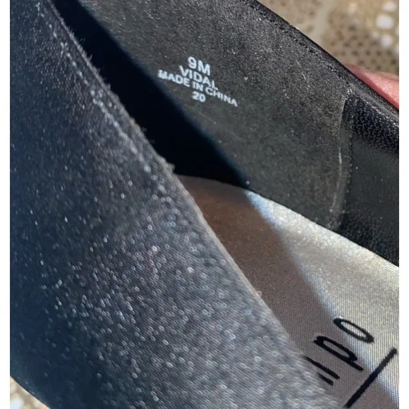 Vintage Impo Black Satin Pointed Toe Beaded Floral Lace Evening Pumps kitt Heels - Picture 9 of 9